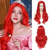 cheap Synthetic Trendy Wigs-White Wigs for Women 26 Inches Long White Wig Synthetic Wig Middle Part Natural Looking White Wavy Wig for Daily Use Halloween Cosplay Wig Christmas Party Wigs