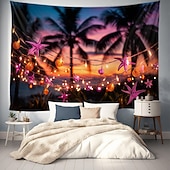 Недорогие Тапестри́ на океа́нском пляже-Пляжное освещение, подвесной гобелен, настенное искусство, большой гобелен, фреска, декор, фотография, фон, одеяло, занавеска, украшение для дома, спальни, гостиной
