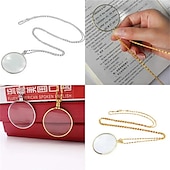 economico Strumenti manuali-Collana monocolo decorativa con lente d&#039;ingrandimento 5x, ciondolo con lente d&#039;ingrandimento, collana a catena placcata in argento dorato per regalo di gioielli da donna