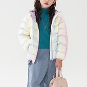 preiswerte Mädchen Daunen- und Parkajacke-Kinder Mädchen Daunenjacke Einfarbig Aktiv Reißverschluss Outdoor Mantel Oberbekleidung 2-12 Jahre Winter Regenbogenfarben Kaffeefarbe Rosa