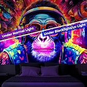 Χαμηλού Κόστους Μαύρισμα ταπετσαρία-blacklight ταπετσαρία uv αντιδραστική λάμψη στο σκοτάδι dj χιμπατζήδες ζώο trippy ομιχλώδης φύση τοπίο λάμψη πάρτι κρεμαστή ταπισερί τοίχου τοιχογραφία για κρεβατοκάμαρα σαλονιού