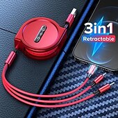 Недорогие Кабели для мобильных телефонов-2023 новый выдвижной USB-кабель 3 в 1, универсальный зарядный кабель для мобильного телефона, кабель для быстрой зарядки, USB-кабель для iPhone, Samsung, Huawei, Xiaomi, Oppo, Google