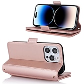 cheap iPhone Cases-Phone Case For iPhone 15 Pro Max Plus iPhone 14 13 12 11 Pro Max Plus Back Cover Wallet Case with Stand Holder Magnetic with Lanyard Retro TPU PU Leather