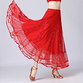 voordelige Oefen Kleding-Ballroomdansen Rokken Prints Gesplitst Tule Dames Prestatie Opleiding Hoog Polyester