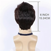 billiga Herrperuker-korta peruker för män 6 tum korta mörkbruna peruker syntetiska raka lager peruker för dagliga cosplay-kostymer