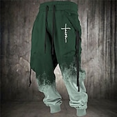 economico Pantaloni della tuta-Fede Vintage Per uomo Stampa 3D Pantaloni della tuta Jogging Pantaloni Esterno Strada Casual / quotidiano Poliestere Nero Blu Marrone S M L Vita normale Elasticità Pantaloni