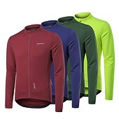お買い得  メンズジャージ-男性用 サイクリングジャージー 長袖 バイク トレーナー トラックスーツ ジャージー 3つのリアポケット付き マウンテンサイクリング ロードバイク 速乾性 反射性ストリップ 後ポケット ウィッキング スポーツ ワインレッド ダークグリーン ダークブルー 衣類