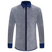 cheap Men&#039;s Button Up Shirts-Men&#039;s Shacket Solid / Plain Color Vacation New Year Yellow Red Dark Navy Blue Long Sleeve Classic Collar Fall / Winter Clothing Apparel Print