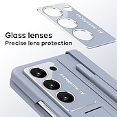 cheap Samsung Cases-Phone Case For Samsung Galaxy Z Fold 6 Z Fold 5 Z Fold 4 Back Cover with Stand Holder with Screen Protector with S Pen Solid Color PC PU Leather