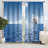 abordables Cortinas y cortinajes-Cortinas opacas de 2 paneles, cortinas para sala de estar, dormitorio, cocina, tratamientos de ventanas, oscurecimiento de habitación con aislamiento térmico