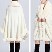 billige Sjaler &amp; Innpakninger-Pelssjal Sjale Sjal til kvinner Elegant Hold Varm Ermeløs Fuskepels Bryllup Wrap Med Ren Farge Til Bryllup Høst vinter