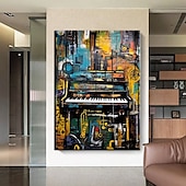 preiswerte Straßenkunst-Hang-Ölgemälde Handgemalte Vertikal Pop-Art Straßenkunst Vintage Modern Fügen Innenrahmen