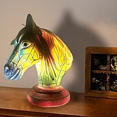 お買い得  装飾ライト-樹脂テーブルランプ動物シリーズ模擬ステンドグラスナイトライトレトロデスクランプ寝室用ベッドサイドランプ動物愛好家家の装飾 10*15 センチメートル/3.93*5.9 インチ
