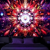 abordables Tapices de luz negra-Tapiz de meditación bohemia con luz negra, reactivo a los rayos UV, que brilla en la oscuridad, tapiz colgante psicodélico, arte mural para pared para sala de estar y dormitorio