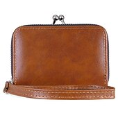 cheap Card Holders &amp; Cases-2023 Women New Retro Genuine Leather Rivet Short Wallet Zipper Coin Card Holder Female Coin Clutch Wallets Purse Money Bag
