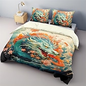economico Set copripiumino-set copripiumino modello stile fumetto drago set copripiumino set biancheria da letto in cotone morbido set biancheria da letto in cotone di lusso 2/3 pezzi decorazioni per la casa regalo