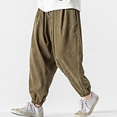 cheap Joggers-Men's Sweatpants Corduroy Pants Carrot Pants Pocket Drawstring Elastic Waist Plain Comfort Breathable Outdoor Daily Going out Fashion Casual Black Pink