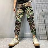 economico Pantaloni cargo-Per uomo Pantaloni cargo Pantaloni mimetici Tasche Mimetico Comfort Traspirante Esterno Giornaliero Per uscire Di tendenza Informale Verde militare Verde