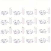 economico Striscie luci a batteria-elegante festa di ricevimento di nozze 16 confezioni luci fatate a led a batteria luci a stringa filo d&#039;argento impermeabile 7 piedi 20 led lucciola luci stellate lunari per fai da te festa di nozze