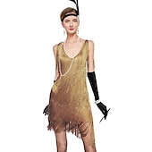 levne oblečení-Retro Řvoucí 20s 20. léta 20. století Bubenové šaty Úbory Sada příslušenství Velký Gatsby Svatební host Flitry Třásně Flitry Třásně Do V Dámské předvečer Všech svatých Karneval Plesová maškaráda