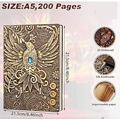 cheap Notebooks &amp; Planners-8 Types Embossed Leather Journal Diary Business Notebook  Agenda Antique Handmade Relief Notebook Phoenix Immortal Bird Travel Notebook Agenda Book Gift for Friends Size A5 (8.4x5x0.7 Inches)