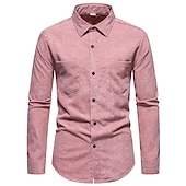 economico camicia da uomo con bottoni-Per uomo Camicia Maglietta informale Camicia di velluto a coste Nero Giallo Rosa Viola Marrone Manica lunga Liscio Bavero Strada Da mare Di base Abbigliamento Di tendenza Comodo