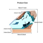 cheap Table Lamps-Shark Whale Ocean Art Ornament Gift Solid Wood Resin Night Light for Office Desktop Christmas Gift