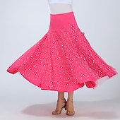 abordables Ropa de baile de salón-Baile de Salón Faldas Color Puro Corte Tul Mujer Rendimiento Entrenamiento Cintura Alta Poliéster