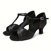 お買い得  ラテンダンスシューズ-女性用 ラテン用シューズ プロムドレス プロフェッショナル ルンバ スエードシューズ ヒール ソリッドカラー ハイヒール オープントゥ / ピープトウ ファスナー 成人 ブラック 褐色