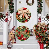 abordables Couronnes, Guirlandes &amp; Décorations-couronne de Noël en rotin pour porte d&#039;entrée, décoration murale, boule, pendentif d&#039;arbre à l&#039;envers, décoration créative, mise en page de scène de fenêtre, arc, porte suspendue