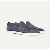 abordables Chaussures sans lacets &amp; mocassins-mocassins pour hommes en daim bleu clair avec semelle blanche confortable - parfaits pour une tenue décontractée et estivale