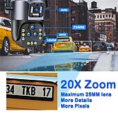 رخيصةأون كاميرات شبكات IP خارجية-كاميرا مراقبة 4K واي فاي Ptz فائقة IP كاميرا أمان رباعية العدسات 20X تكبير AI تتبع تلقائي CCTV فيديو IPC360