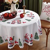 baratos Decoração de Natal-Toalha de mesa redonda à prova d&#039;água e resistente a óleo, cobertura de mesa com decoração de inverno para jantar patry
