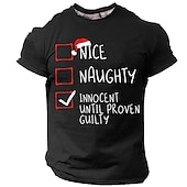 abordables Tenue de Noël amusante-T-shirts de Noël amusants pour hommes, motif lettre graphique 3D, chapeau, designer quotidien, rétro, vintage, imprimé 3D, sport, plein air, vacances, sorties, noir, bleu, rouge&amp;amp;col ras du cou à