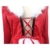 olcso Felnőtt karácsonyi jelmezek-Mikulás ruhák Mikulás Mrs.Claus Karácsonyi ruha Mikulás ruhák Szexi jelmezek Mikulás sapka Női Karácsony Álarcos mulatság Szexi nős Cosplay jelmez Felnőttek Parti Karácsony Ruha Kalap