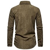 economico camicia da uomo con bottoni-Per uomo Camicia Maglietta informale Camicia di velluto a coste Nero Giallo Rosa Viola Marrone Manica lunga Liscio Bavero Strada Da mare Di base Abbigliamento Di tendenza Comodo