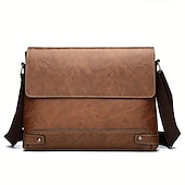 cheap Men&#039;s Bags-Men&#039;s Brown Faux Leather Messenger Bag - Classic Crossbody Design with Adjustable Strap, Perfect for Work or Travel