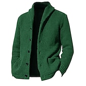 preiswerte Herren Strickjacke-Herren Strickjacke Kurzer Pullover Strickpullover Gerippt Stricken Standard Knopf hoch Glatt Schalrevers Warm-Ups Moderne zeitgenössische Casual Freizeitskleidung Bekleidung Herbst Winter Schwarz Blau