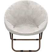abordables Cubierta de sillón y silla sin brazo-Funda de terciopelo para silla con platillo redondo, fundas para silla Moon, 1 pieza, funda elástica extraíble para silla Moon con parte inferior elástica para sala de estar