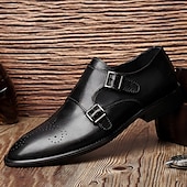 abordables Officiel-hommes mocassins habillés et slip-ons richelieu chaussures de moine affaires britannique gentleman bureau et carrière fête et soirée chaussures en cuir noir marron printemps automne