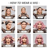 economico Parrucche trendy sintetiche-parrucche sintetiche viola con onda del corpo con frangia per capelli lunghi e ricci da donna per feste cosplay di ragazze e donne o parrucca per uso quotidiano