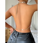 olcso Szexi kosztümök-Fémes Hát nélküli Szikra Spagetti pántos trikó Testlánc Crop Tank Top Diszkó Női Parti Klub Pride Parade Felnőttek Trikó