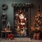 olcso Karácsonyi ajtóburkolatok-karácsonyi ajtódíszek Mikulás ajtóhuzatok ajtó kárpit ajtófüggöny dekoráció karácsonyi háttér ajtó transzparens bejárati ajtóhoz ünnepi parti dekorációs kellékek