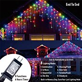 economico Luci di Natale-1 confezione di luci natalizie a forma di ghiacciolo, 96 led 4 m 8 modalità e timer, bianco caldo, bianco freddo, multicolore, luci a stringa esterne collegabili impermeabili per vacanze, matrimoni,