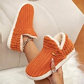 ieftine Flip-Flops de Damă-papuci de casă roz de pluș pentru femei, cu căptușeală din lână – pantofi confortabili, anti-alunecare, pentru confortul casei