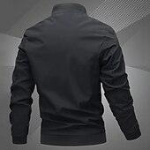 cheap Men&#039;s Jackets &amp; Coats-Men&#039;s Lightweight Jacket Summer Jacket Bomber Jacket Windbreaker Outdoor Vacation Warm Fall Winter Plain Fashion Streetwear Stand Collar Regular Black Gray Jacket