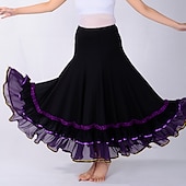 お買い得  社交ダンス衣装-ボールルームダンス スカート ラッフル スプライシング 女性用 性能 訓練 ハイウエスト ポリエステル