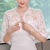 billiga Brudsjalar-Sjalar till damer Bolero Bridal's Wraps Bröllopsgästs wraps Kåpa Elegant Lyx Ärmlös Polyester Brudsjalar Med Spets Till Bröllop Sommar