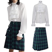  Punk Gothic Scottish Utility Kilts Medieval Carnival Men's Costume Vintage Cosplay Party Evening Skirts Masquerade