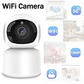 cheap Indoor IP Network Cameras-Wireless Surveillance Camera 5G Wifi 1080P Tracking Audio Video Night Vision IP Camera Indoor Security Protection Monitor Wifi Camera